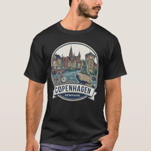 Camiseta Copenhague icónico: Bicicleta, canal y punto de re