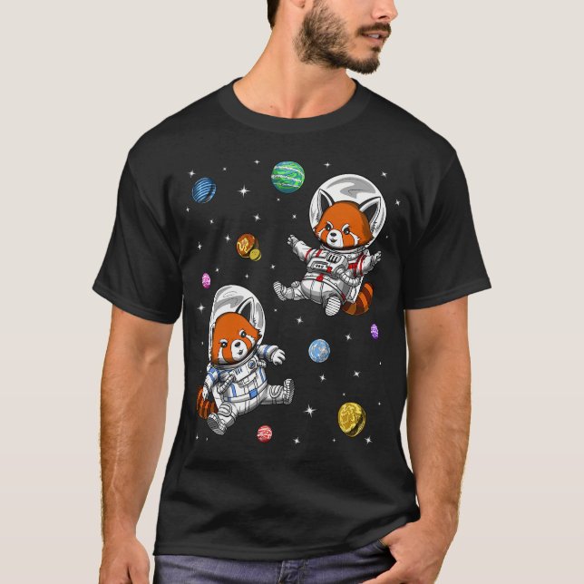 Camiseta Copia de Astronautas de Oso Panda Rojo (Anverso)