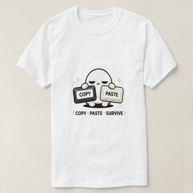 Camiseta Copia Pega Sobrevive - Divertido Código Tech Adora (Diseño del anverso)