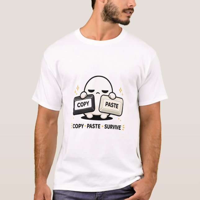 Camiseta Copia Pega Sobrevive - Divertido Código Tech Adora (Anverso)