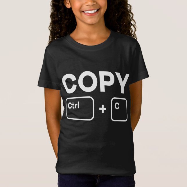 Camiseta Copiar Pegar Ctrl-C Ctrl-V Papi mamá Matar hijos (Anverso)