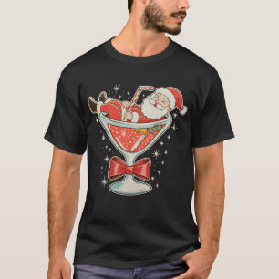 Camiseta Copo de Martini Santa Hot Mess Navidad Xmas