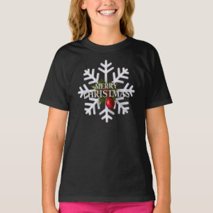 Camiseta Copo de Navidad y tímida baya roja