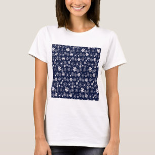 Camiseta Copo de Nieve Dibujado a Mano con Tormenta de Fond