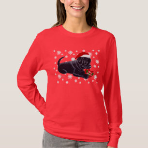 Camiseta Copo de nieve negro del navidad del labrador