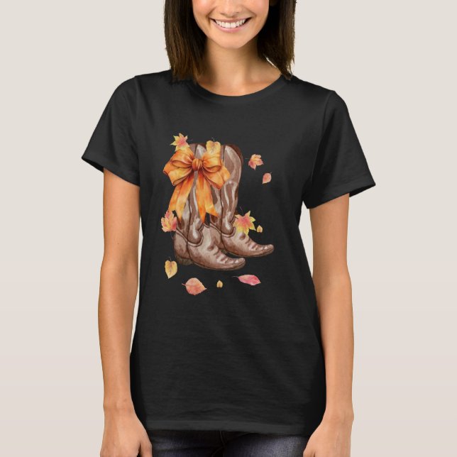 Camiseta Coqueta Bow Naranja Vaquera Botas Vaqueras Adolesc (Anverso)