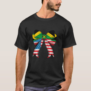 Camiseta Coqueta de bandera jamaiquina mitad estadounidense