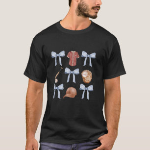 Camiseta Coqueta de béisbol Blue Bow Beisbol Sport Mom Moth