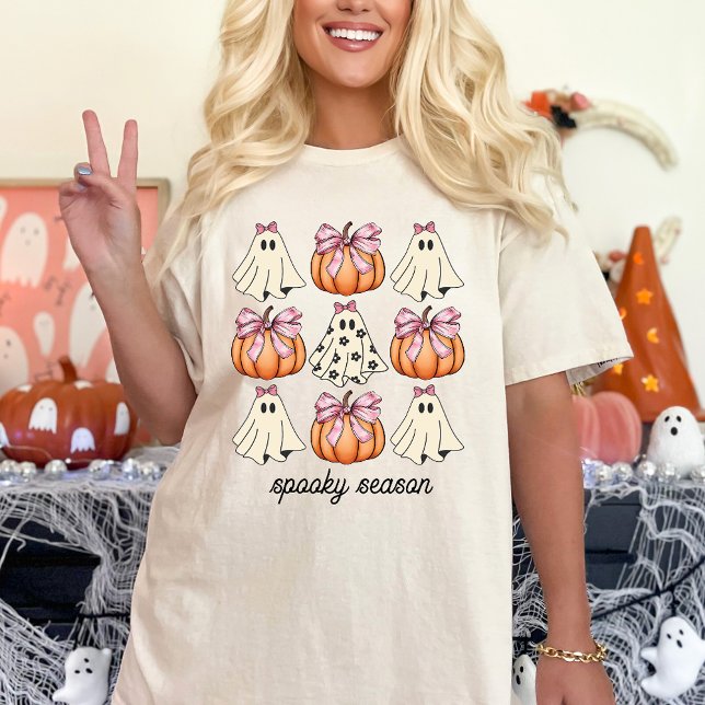 Camiseta Coqueta De Bow Rosa Cuidada Fantasma Y Halloween D (Subido por el creador)