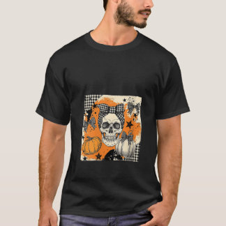 Camiseta Coqueta de cráneo de Halloween con miedo Bow Spook