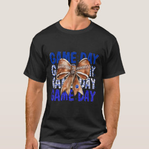 Camiseta Coqueta de fútbol Bow Blue Bulldog Game Day Mujere