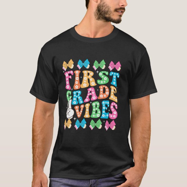 Camiseta Coqueta De Lápiz Bow Retro De Primer Grado De Vuel (Anverso)