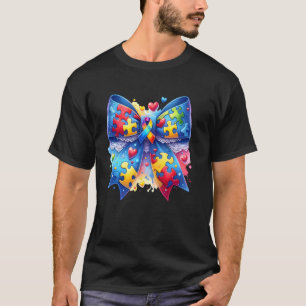 Camiseta Coqueta de lazo de rompecabezas de concienciación 
