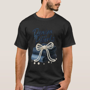 Camiseta Coqueta de mezclilla y perlas para damas mujeres f
