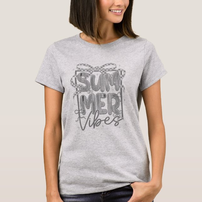 Camiseta Coqueta de vibraciones de verano retro (Anverso)