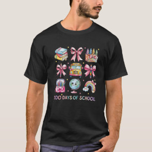 Camiseta Coqueta divertida retro dobla 100 días de escuela