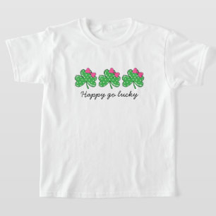 Camiseta Coqueta Feliz y Afortunada Lazo Trébol Día de San 