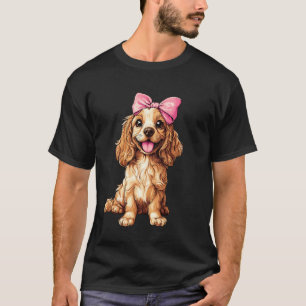 Camiseta Coqueta Lazo Cocker Spaniel Perro Mamá Cinta Rosa
