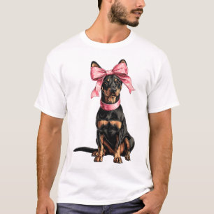 Camiseta Coqueta Lazo Doberman Perra Mama Chica Rosa