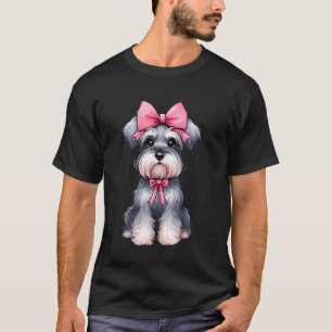 Camiseta Coqueta Lazo Schnauzer Perro Mamá Cinta Rosa Lindo