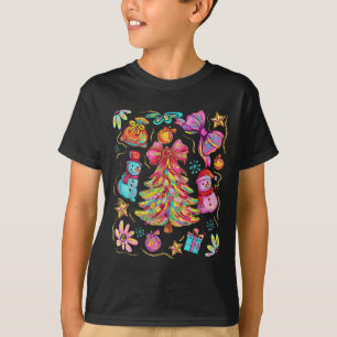 Camiseta Coqueta Navidad Elegante Lazo Encaje Alegre Brilla