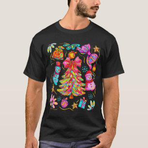 Camiseta Coqueta Navidad Elegante Lazo Encaje Alegre Navida