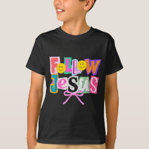 Camiseta Coqueta Retro Lindo Sigue a Jesús Versículo Bíblic