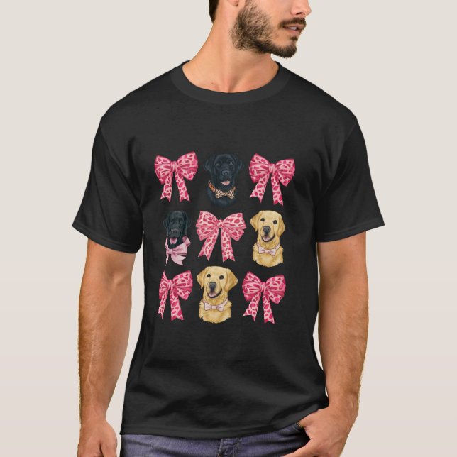 Camiseta Coqueta rosa Bow amarillo negro Labrador recuperad (Anverso)