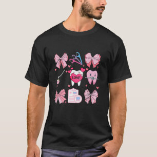 Camiseta Coqueta rosa Bow Dientes Dientes Cuidados Escuadró