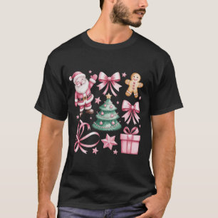 Camiseta Coqueta rosa cúrcuma árboles navideños de Santa Cl