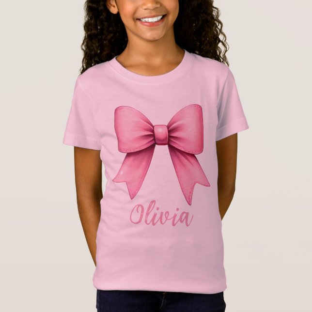 Camiseta Coqueta rosa cúrcuma Bow Estética femenina (Anverso)