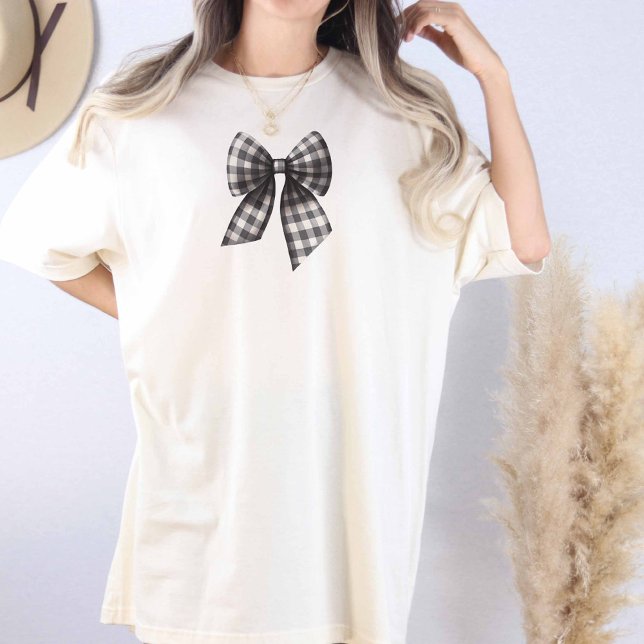 Camiseta Coqueta sobredimensionada en blanco y negro (Black and White Gingham Checked tee)