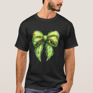 Camiseta Coqueta verde Bow Navidades De Pieles De Vaso Retr