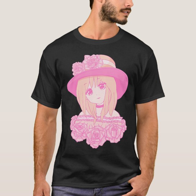 Camiseta Coquette Aesthetic Pink Anime Chica Centro (Anverso)