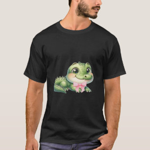Camiseta Coquette Alligator Crocodile Bow Simple Rosa