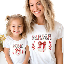 Camiseta Coquette Baseball Mama Red Bow Personalizado Back