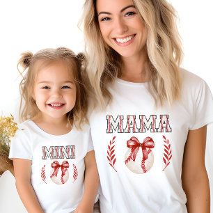 Camiseta Coquette Baseball Mama Red Bow Personalizado Back 