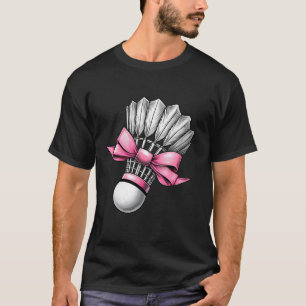 Camiseta Coquette Bow Badminton Shuttlecock Pink Ribbon Mom