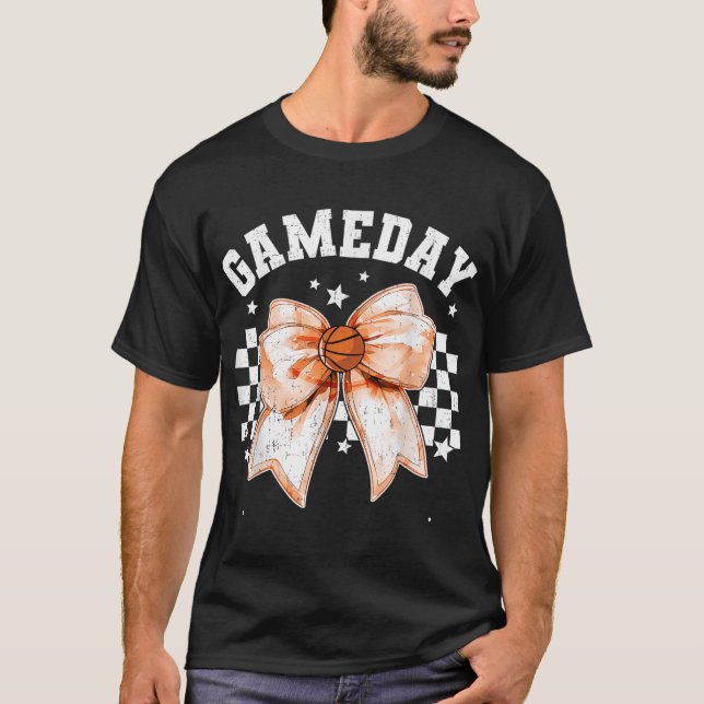 Camiseta Coquette Bow Basketball Retro Game Day Mujeres (Anverso)