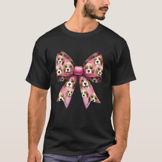 Camiseta Coquette Bow Beagle Dog Mom Pattern Pink Cute Moth