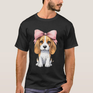 Camiseta Coquette Bow Beagle Dog Mom Pink Ribbon Cuece Mola