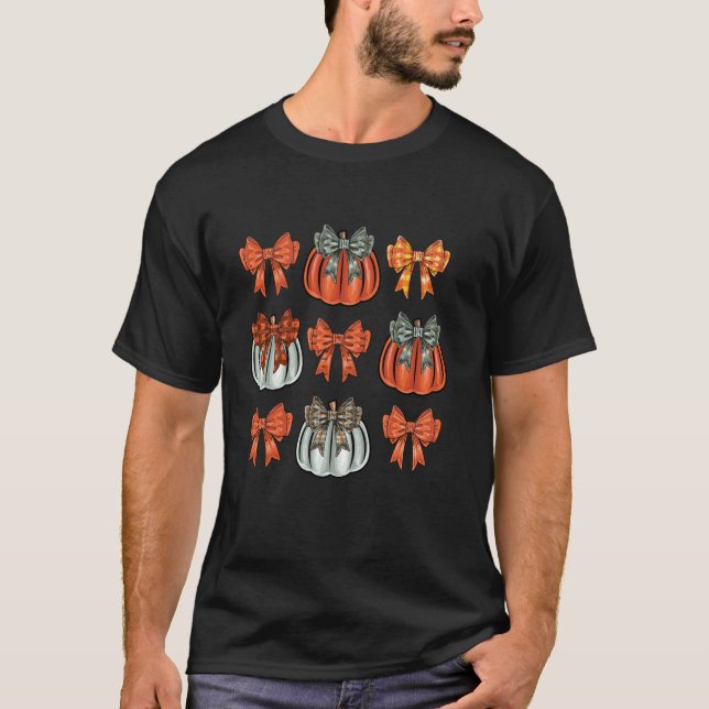 Camiseta Coquette Bow Calabaza Temporada de Acción de Graci (Anverso)