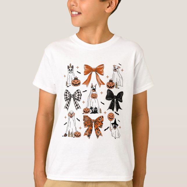 Camiseta Coquette Bow Cute Fantasma Perros Halloween Calaba (Anverso)