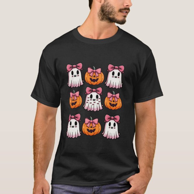 Camiseta Coquette Bow Cute Ghost Halloween Pumpkin Spooky S (Anverso)