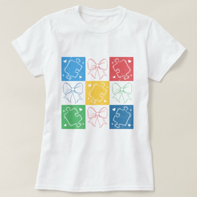 Camiseta Coquette Bow de Concienciación sobre Autismo Contr (Diseño del anverso)