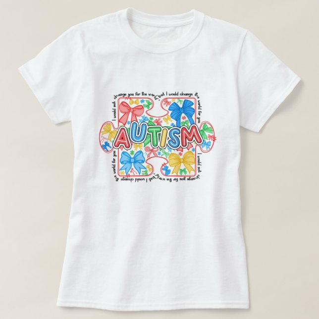 Camiseta Coquette Bow de concientización sobre el autismo f (Diseño del anverso)