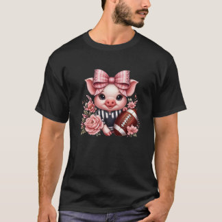 Camiseta Coquette Bow de fútbol americano Cute Pig