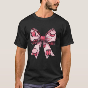 Camiseta Coquette Bow Drummer Mom Pattern Cinta rosa