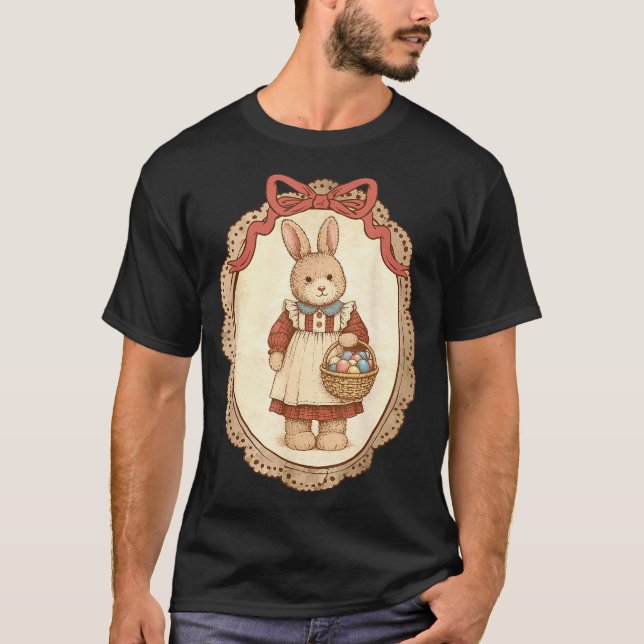 Camiseta Coquette Bow Funny Bunny Eggs Rabbit Happy Easter  (Anverso)