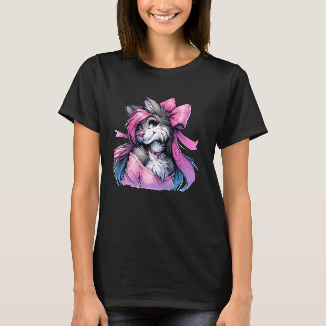 Camiseta Coquette Bow Furry Fandom Fursona Fursuit Cute Fox (Anverso)